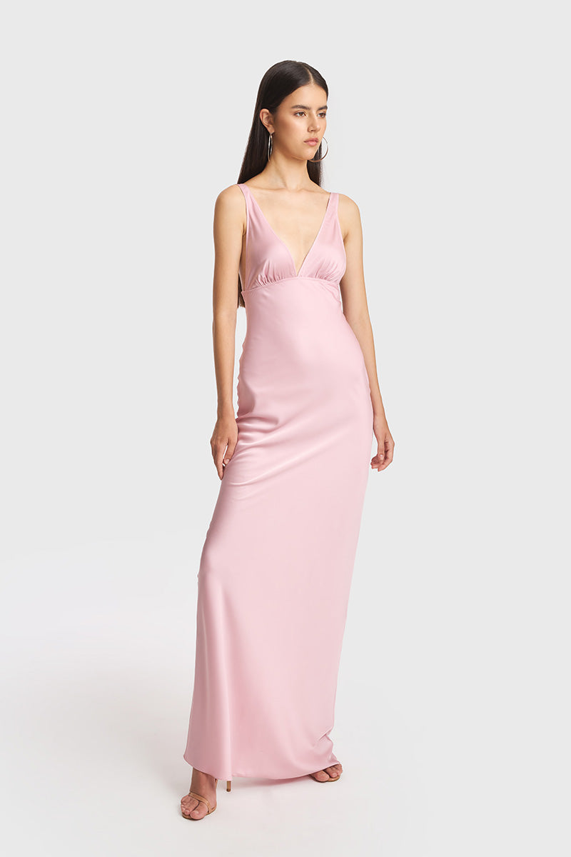 CLASSIC MAXI PINK SLIP DRESS - CULT MIA