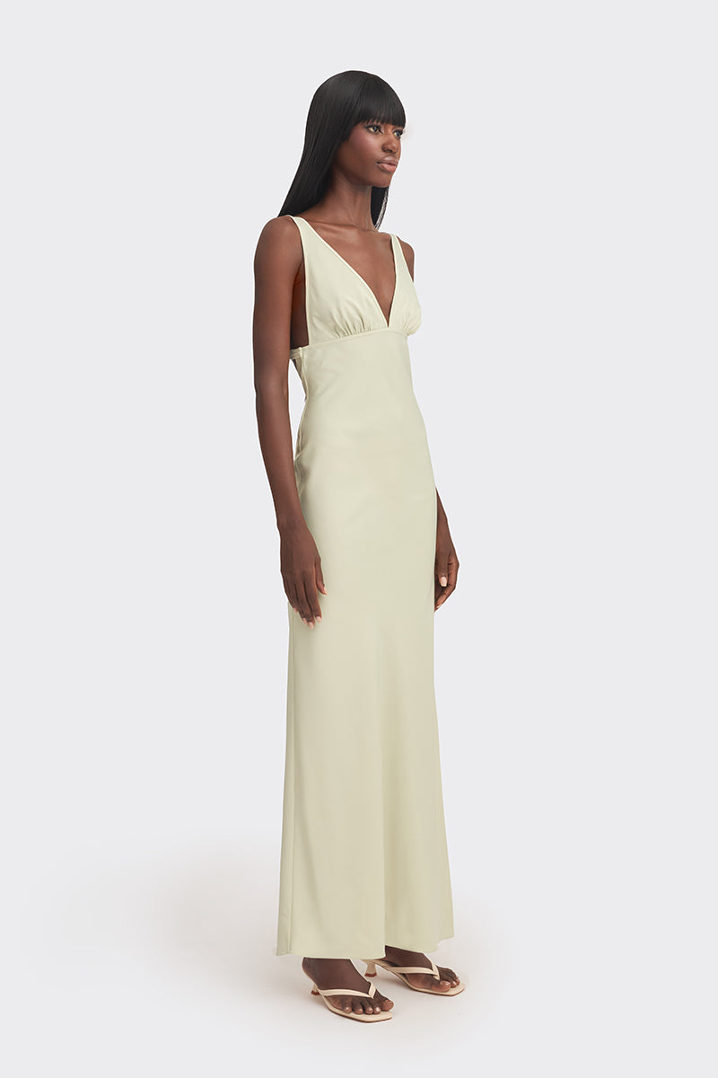 CULT MIA X STOLEN STORES CLASSIC MAXI SLIP DRESS IN GREEN - CULT MIA