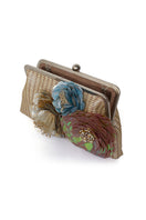Sarah's Bag Flora Pastel Classic Clutch open side view showing pastel floral design and elegant structured style.