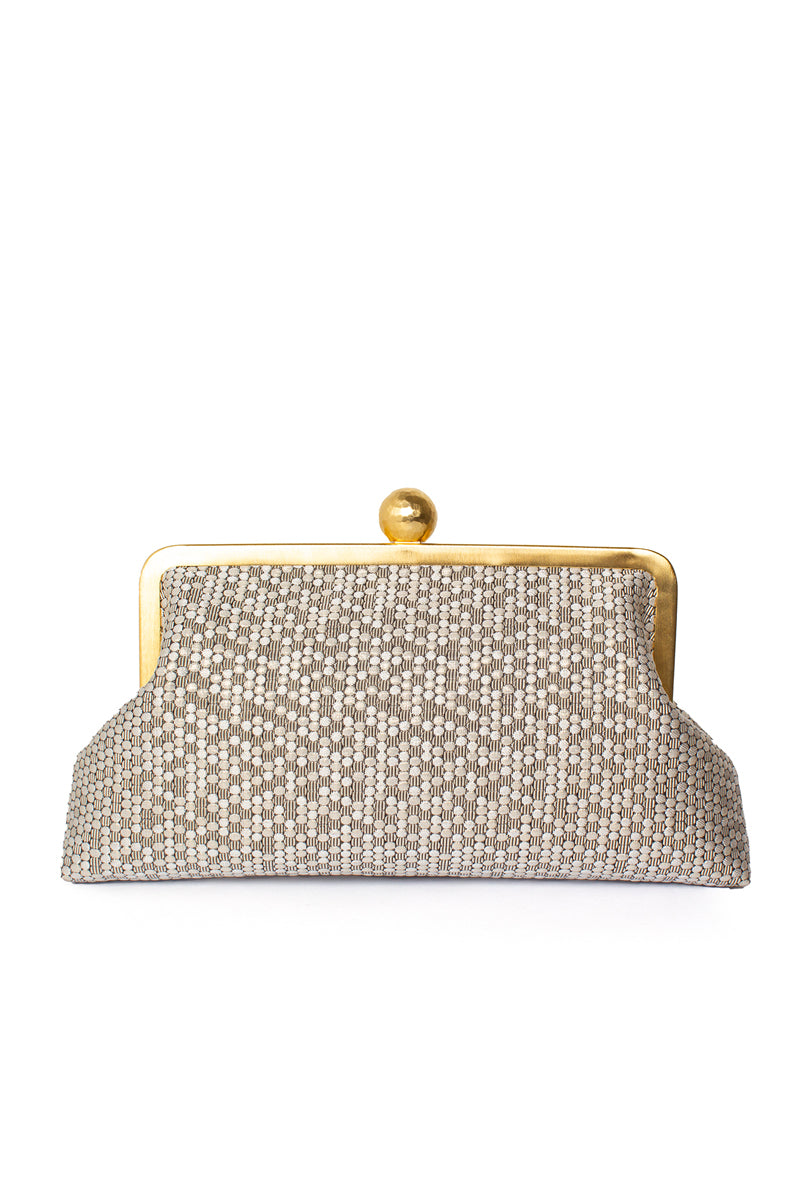 GOLDEN MAGNOLIA ON HONEYCOMB CLASSIC CLUTCH - CULT MIA