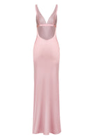 Back view of the Stolen Stores Classic Maxi Pink Slip Dress, showing its flowy fabric and elegant maxi length.