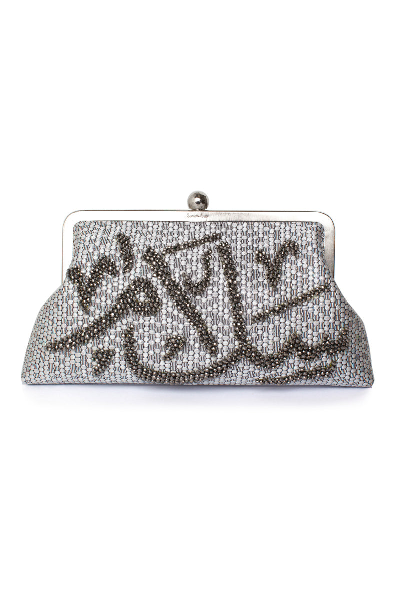 SALAM ON HONEYCOMB SILVER CLASSIC CLUTCH - CULT MIA