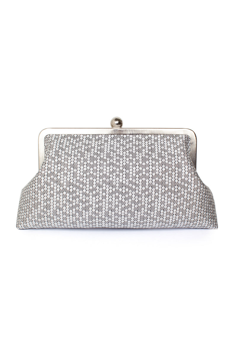 SALAM ON HONEYCOMB SILVER CLASSIC CLUTCH - CULT MIA