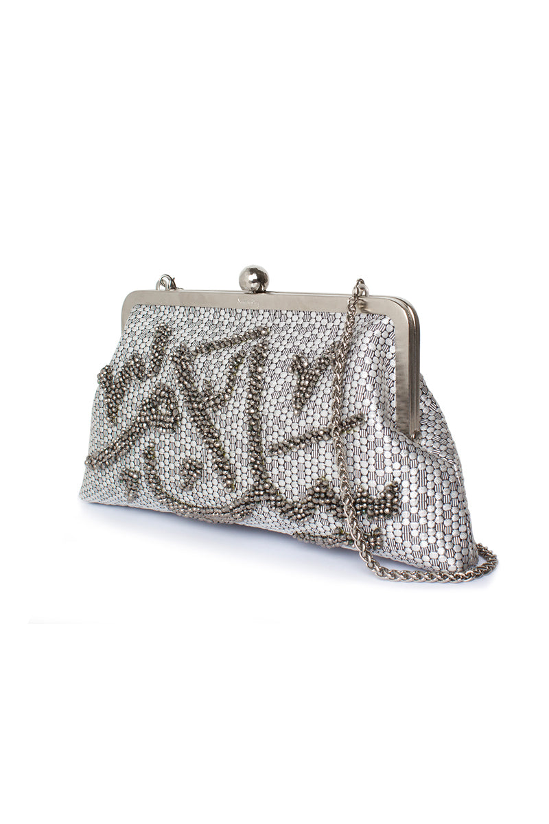 SALAM ON HONEYCOMB SILVER CLASSIC CLUTCH - CULT MIA