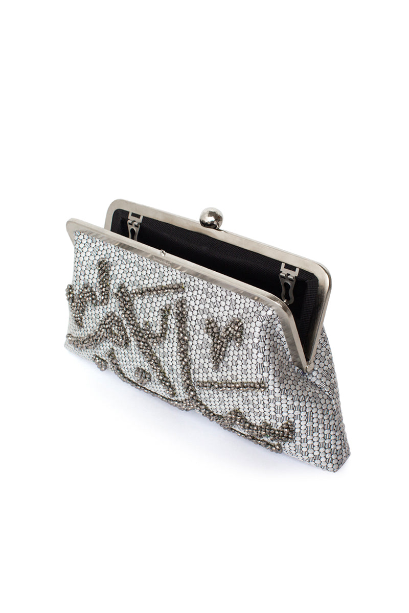SALAM ON HONEYCOMB SILVER CLASSIC CLUTCH - CULT MIA