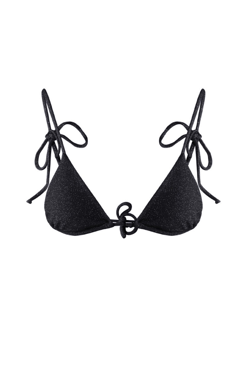 Black Claudia bikini top by Suncillo featuring adjustable straps and a stylish, supportive design.
