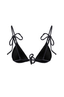 Black Claudia bikini top by Suncillo featuring sleek fabric, adjustable straps, and classic style, perfect for beach or poolwear.
