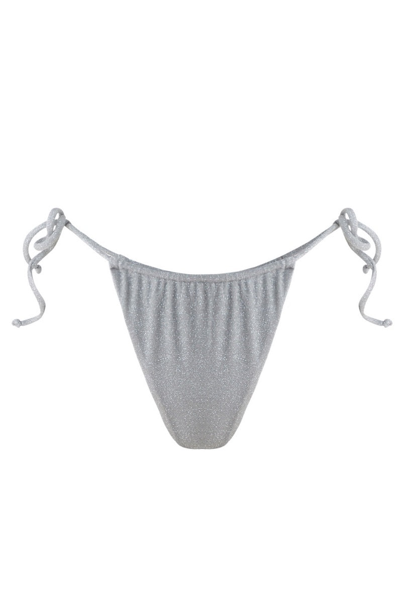Silver gray Claudia bikini bottom by Suncillo, showcasing a sleek, fitted design with smooth fabric and minimal detailing.