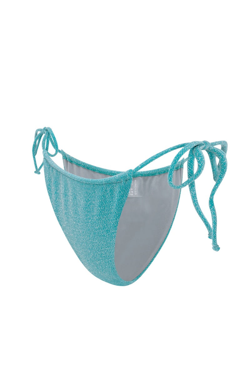 Suncillo Claudia bikini bottom in vibrant turquoise, stretchy swimwear fabric with smooth fit and minimal coverage.