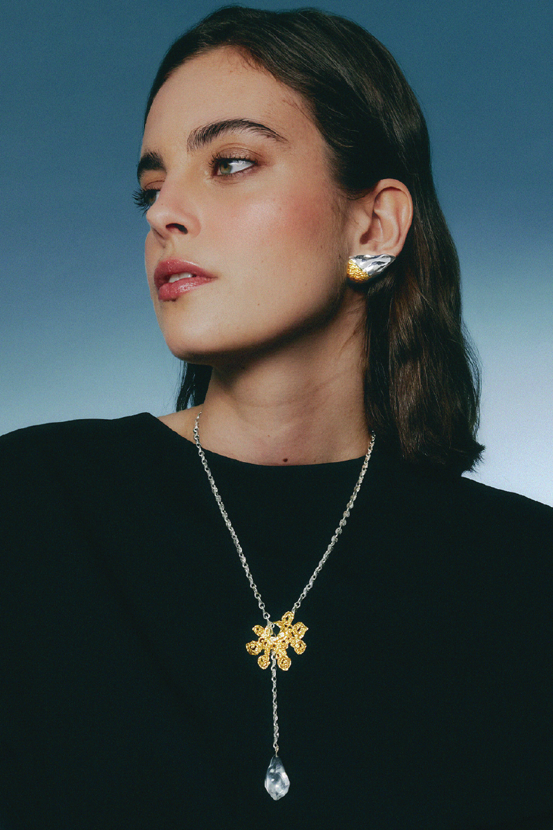 CLIFF SILVER AND GOLD EARRING - CULT MIA