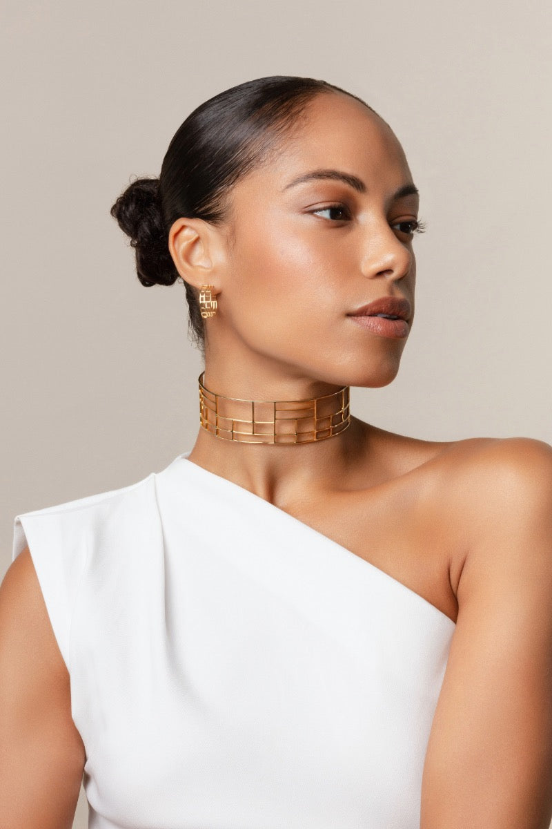 Sara Shala Colosseo yellow gold vermeil mini earrings featuring delicate, stylish earring design with a polished finish.