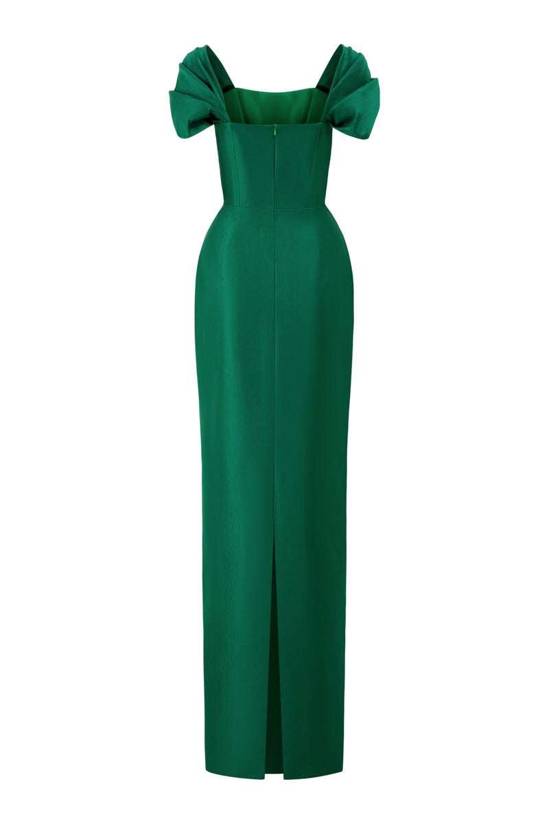 EMERALD COLUMN EVENING GOWN - CULT MIA