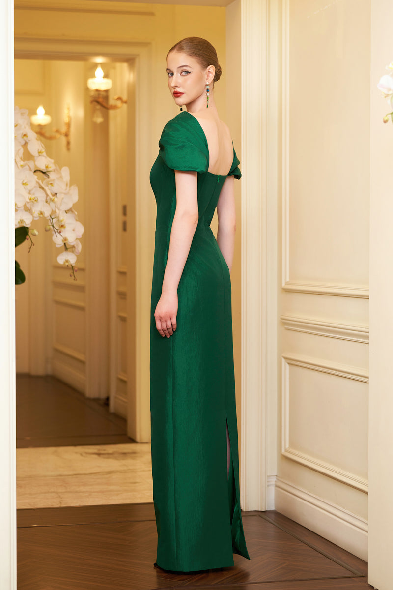 EMERALD COLUMN EVENING GOWN - CULT MIA