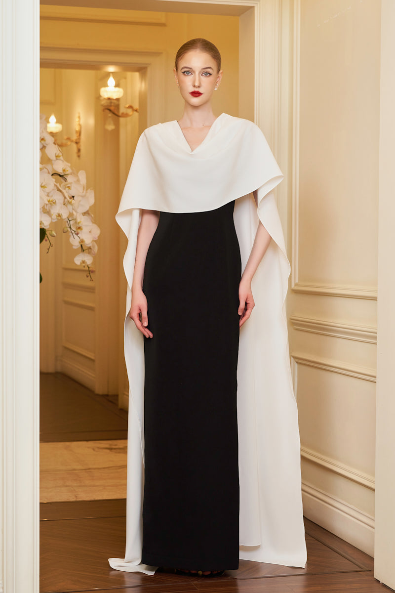 WHITE DRAPED SHOULDER EVENING GOWN - CULT MIA