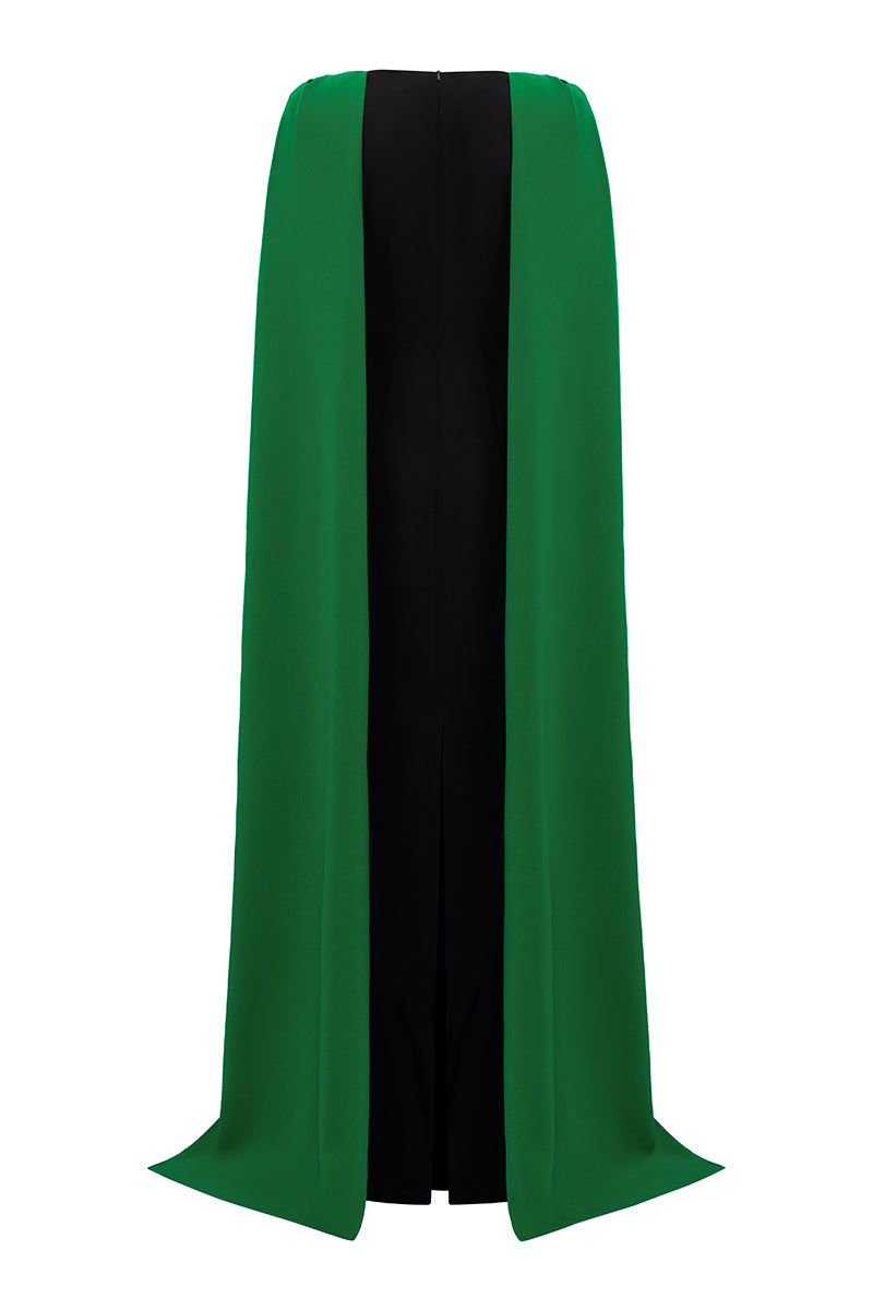 EMERALD DRAPED SHOULDER EVENING GOWN - CULT MIA