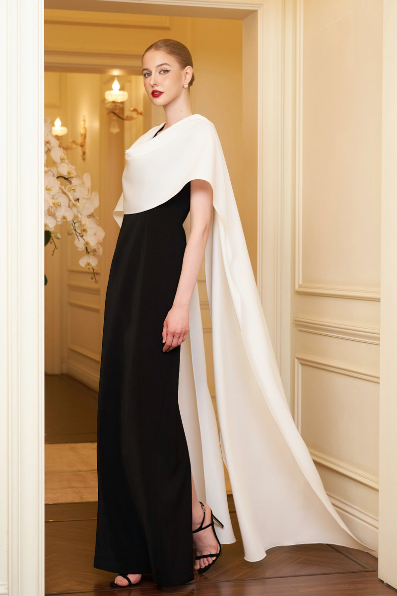 WHITE DRAPED SHOULDER EVENING GOWN - CULT MIA