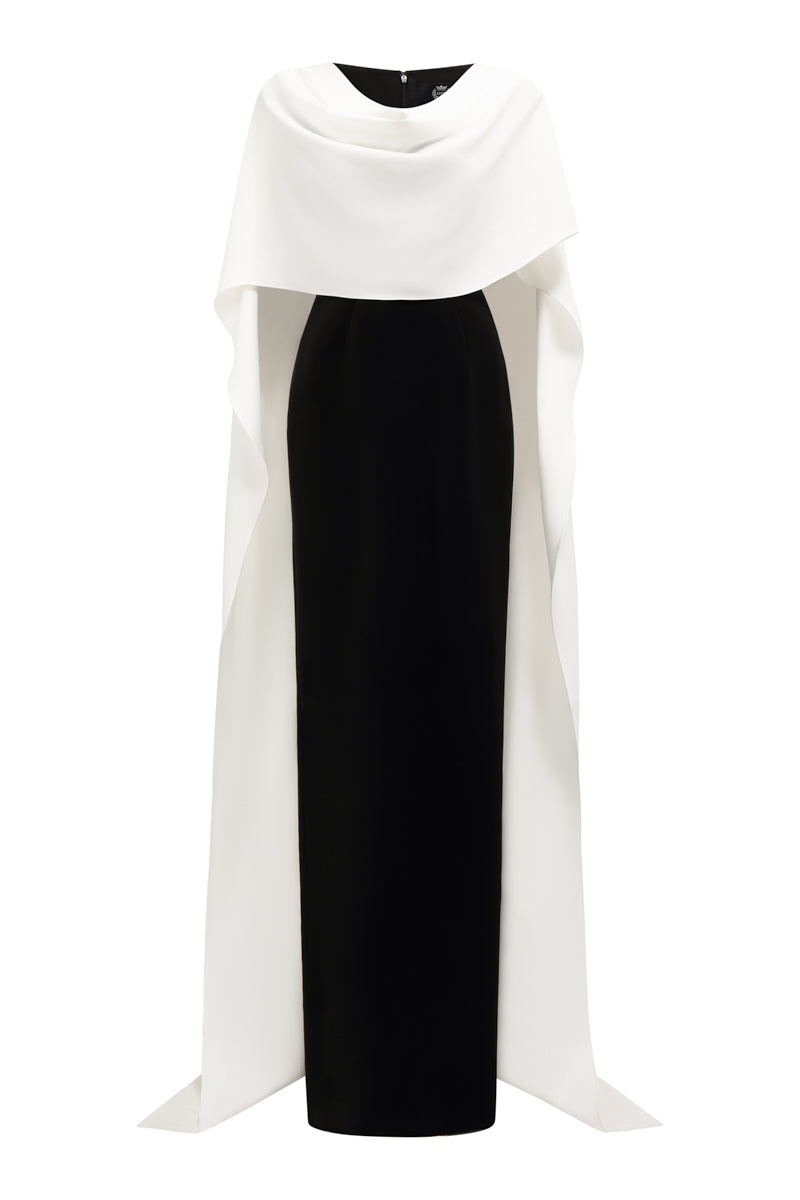 WHITE DRAPED SHOULDER EVENING GOWN - CULT MIA