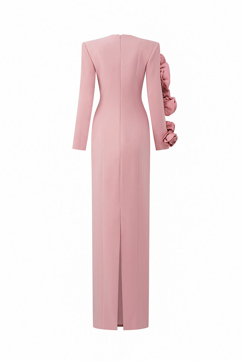 column maxi dress with sleeves Taupe Plisse Flared Sleeve Column Maxi Dress