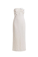 White Como Maxi Dress by Summer Away featuring a flowing fabric and elegant design, perfect for summer occasions.