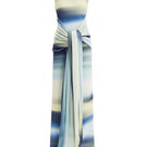 Maylé Vásquez Consta Maxi Dress with blue wave print, flowing fabric, and elegant design perfect for summer or casual wear.