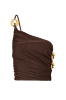 LAURA ESCOBAR Bacilica Mocca top, stylish sleeveless blouse in mocha color, featuring a relaxed fit and soft fabric.