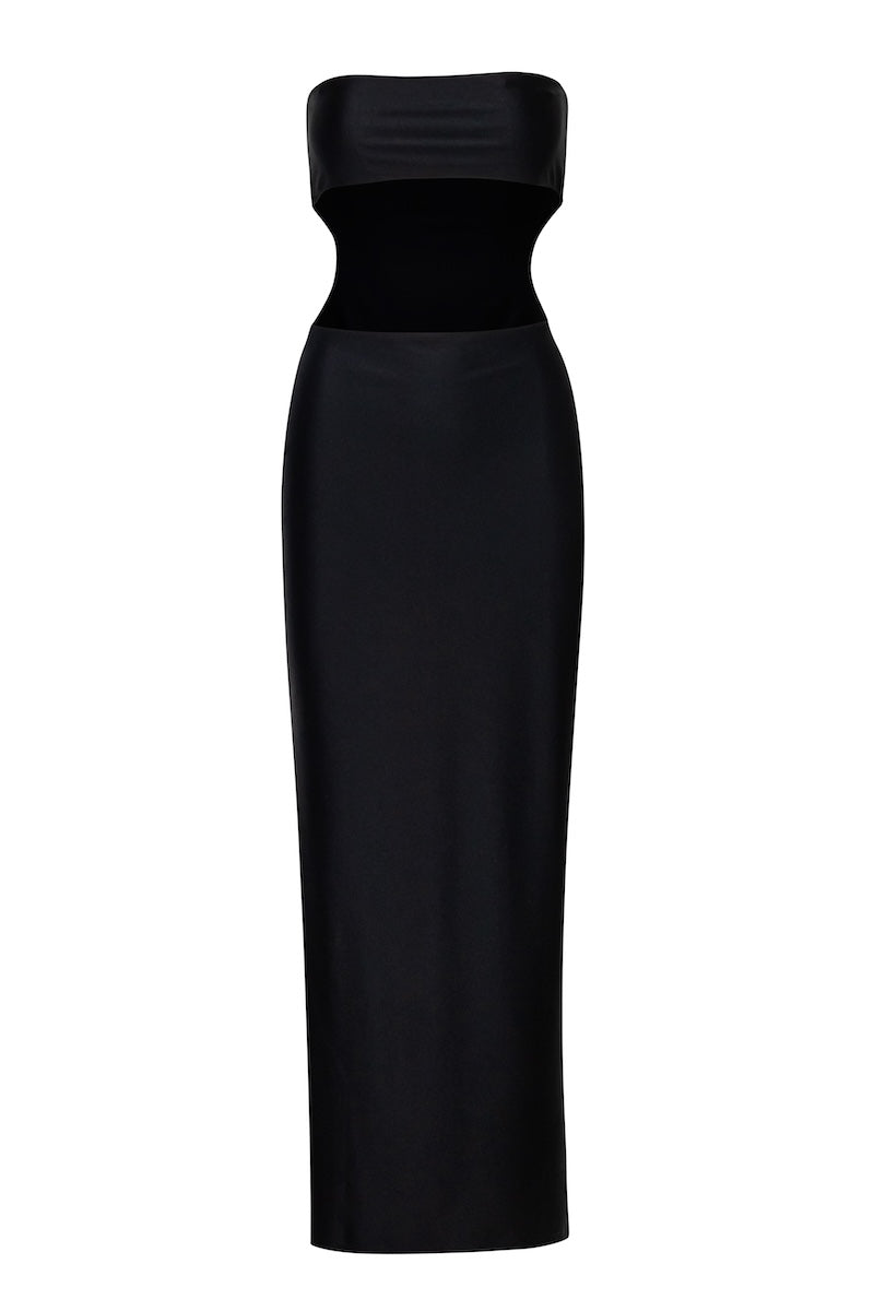 rick owens burgundy round neck midi dress MAMBO DRESS IN BLACK | CULT MIA