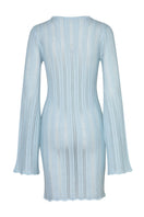 Baobab Lion Dress in Crystal Blue, a stylish mini dress with vibrant color and elegant design, perfect for special occasions.