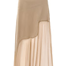 Nude IKINITA Nausica midi skirt displayed flat, showcasing its sleek design and fabric texture.