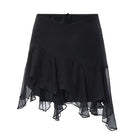 Black IKINITA Wave Skirt featuring a mini length and stylish wave design, perfect for trendy casual or evening wear.