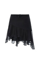 Black IKINITA Wave Skirt featuring a mini length and stylish wave design, perfect for trendy casual or evening wear.