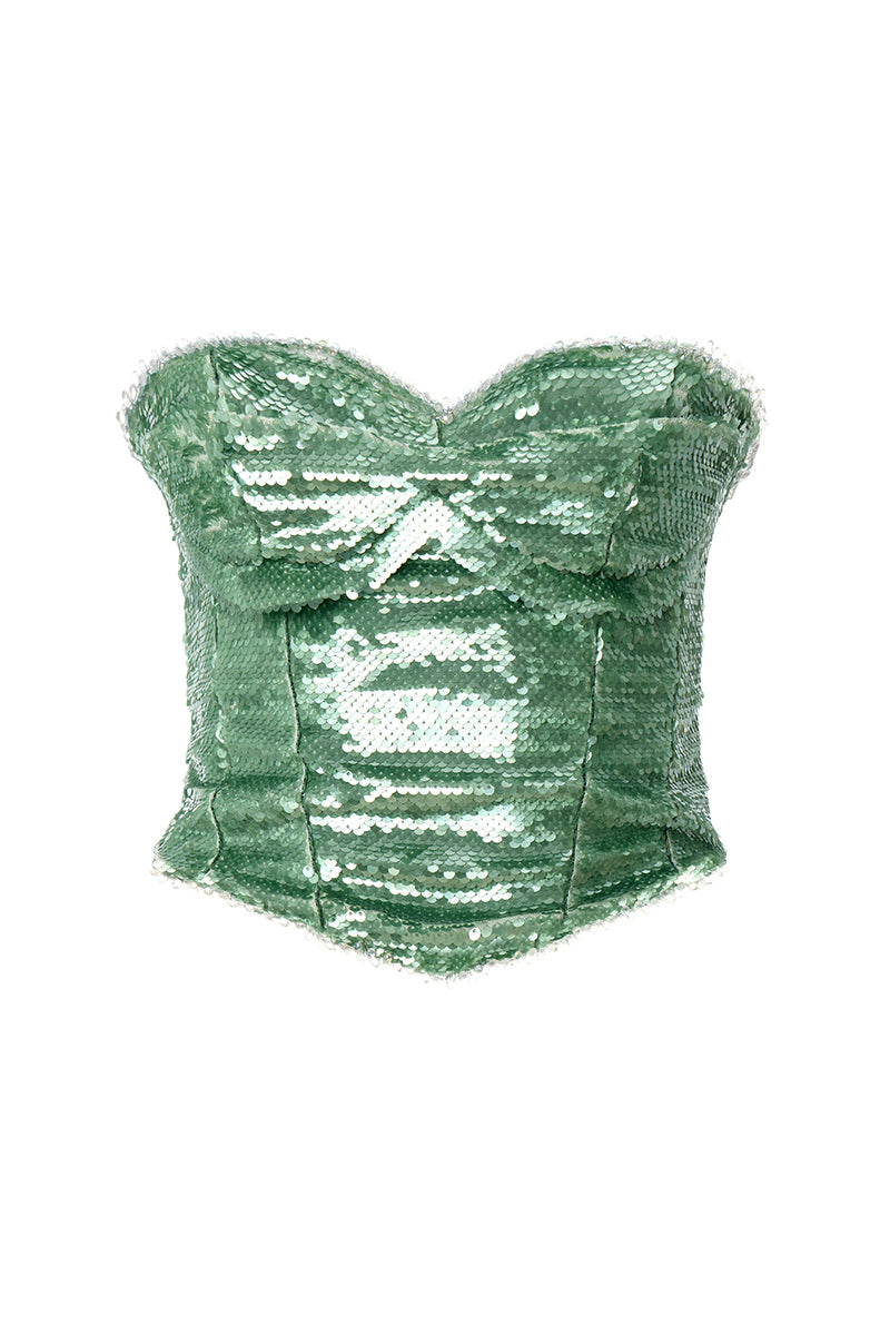 NAUSICA CORSET IN EMERALD GREEN