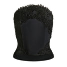 Black Lauren corset top by Scarlett Gasque, featuring structured design and lace-up detail, shown on a model.