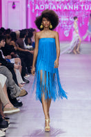 Valenciani Cult Mia X all-over fringe midi dress featuring layered fringe details and a flowing silhouette.