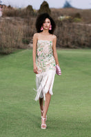 Valenciani sequin mini dress with multicolor fringe, featuring a midi length, stylish for evening wear and special occasions.