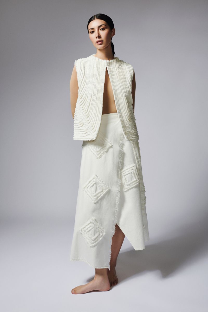 SPIRAL WRAP SKIRT IN IVORY