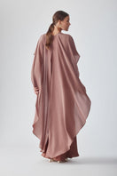 Mastani Fiza Mocha Cape jacket featuring stylish design, soft fabric, and elegant drape, perfect for layered winter fashion.