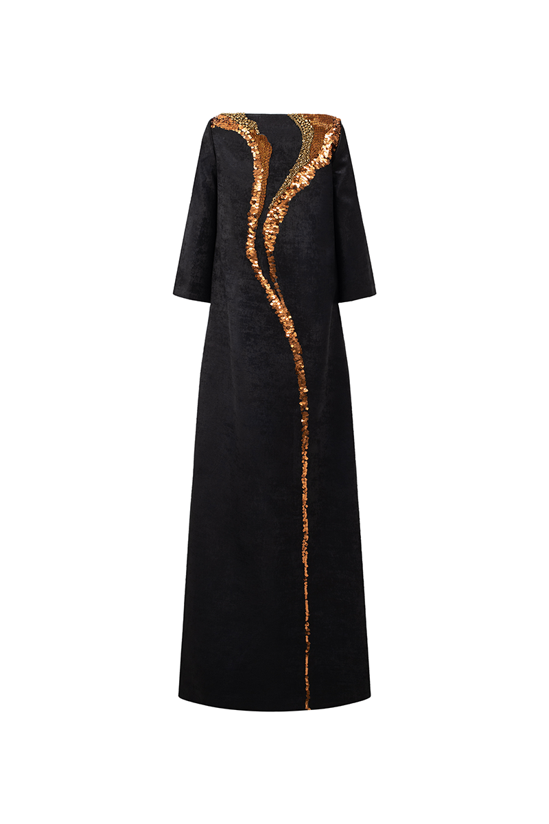 BOAT NECK WIDE SLEEVE GOWN - CULT MIA