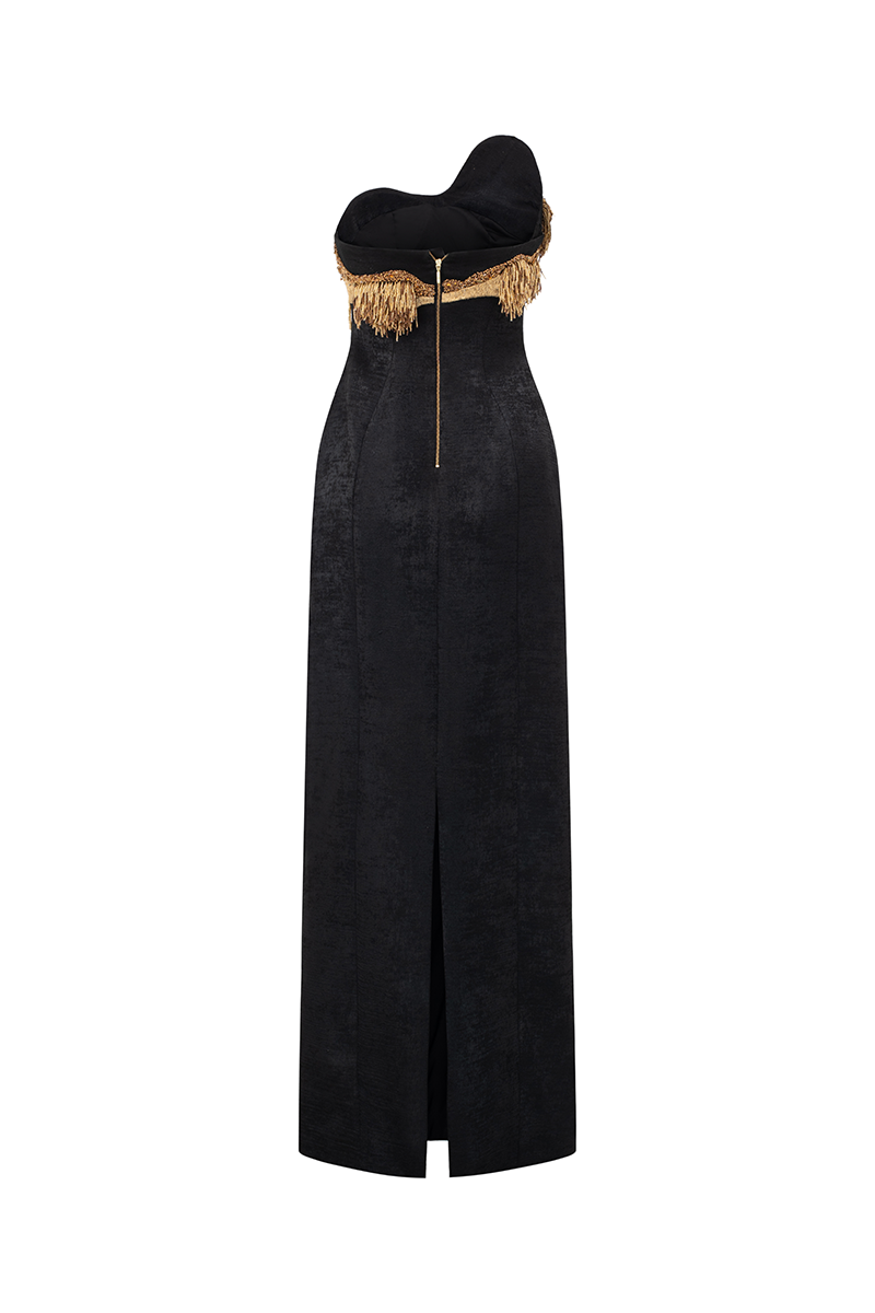 GOLDEN CHESTLINE STRAIGHT GOWN - CULT MIA