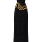 Lune De Soie strapless straight gown in elegant fabric, showcasing a fitted silhouette and smooth, flowing design.