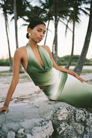 Sage ombre midi skirt by Summer Away featuring flowy fabric and a stylish, modern design.