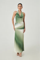 Summer Away Amman midi skirt in sage ombre with flowing fabric and a stylish, relaxed fit.