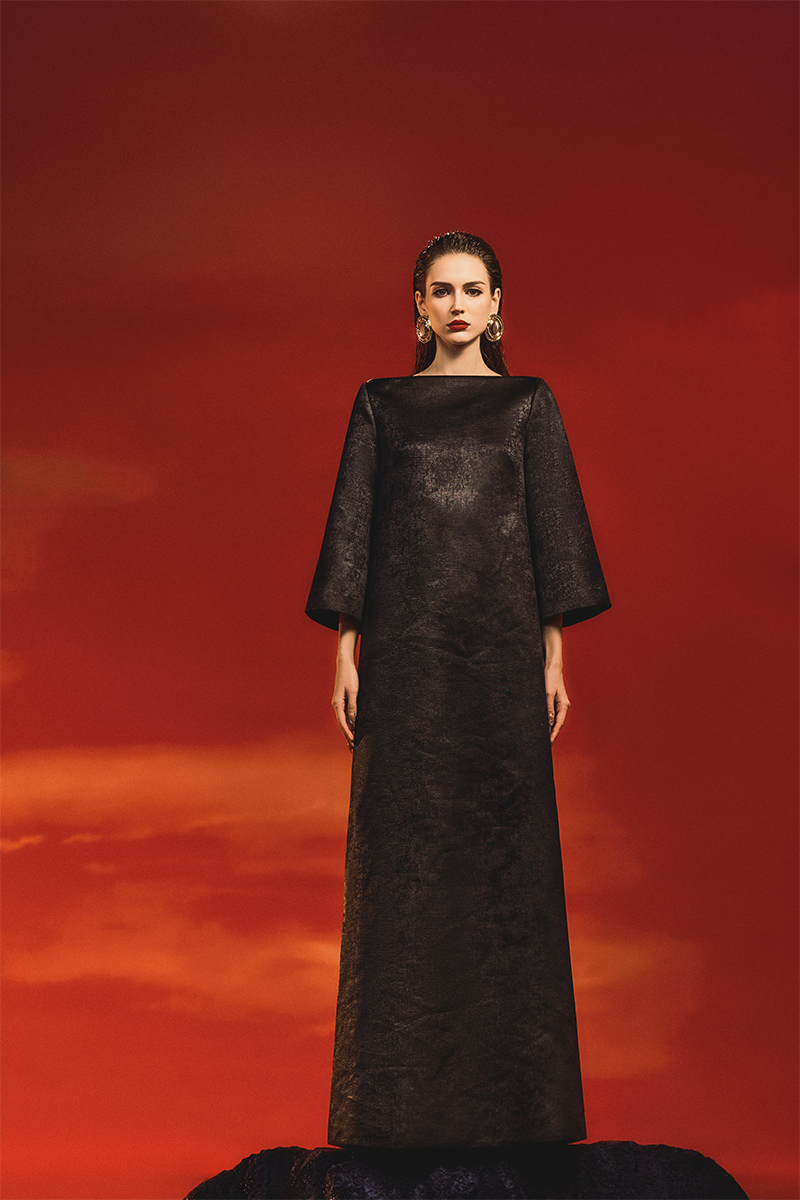BOAT NECK WIDE SLEEVE GOWN - CULT MIA