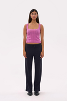 Women’s charcoal pants by La Granni, featuring a stylish fit and comfortable fabric, displayed in a full-length front view.