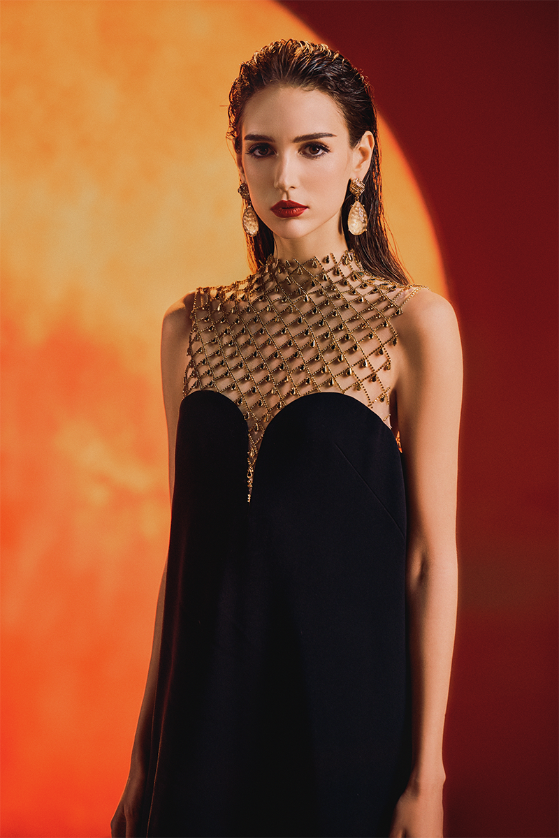 high neck sleeveless cocktail dress SLEEVELESS HIGH NECK GOWN | CULT MIA