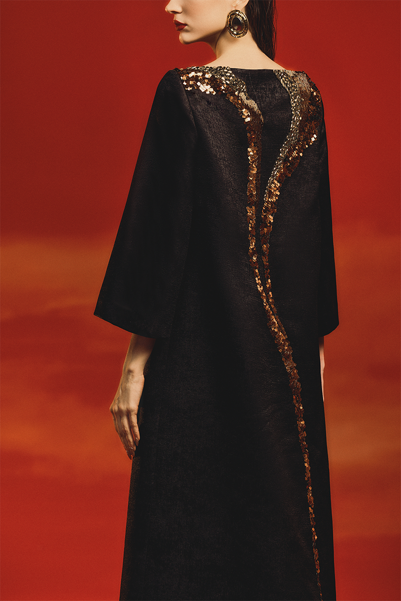BOAT NECK WIDE SLEEVE GOWN - CULT MIA