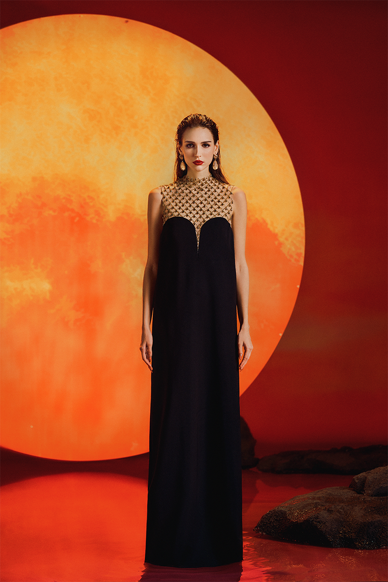 SLEEVELESS HIGH NECK GOWN - CULT MIA