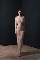 Pink Verona gown by Lekieu, elegant floor-length dress with flowing fabric and detailed design, perfect for formal occasions.