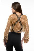 Silvia Gnecchi caramel cardigan, soft knit fabric, long sleeves, button-front design, styled with casual outfit.
