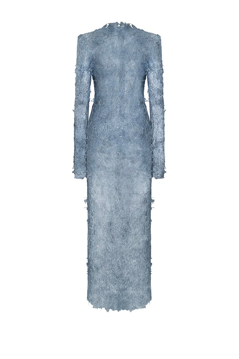 Blue Verona midi dress by LEKIEU, featuring a stylish, flowing silhouette perfect for casual or semi-formal occasions.