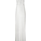 White Catania gown by Lekieu, elegant dress with flowing fabric and detailed neckline, perfect for formal occasions.